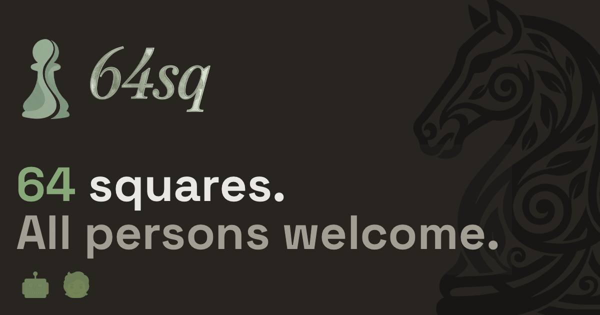 64sq — 64 squares. All persons welcome.