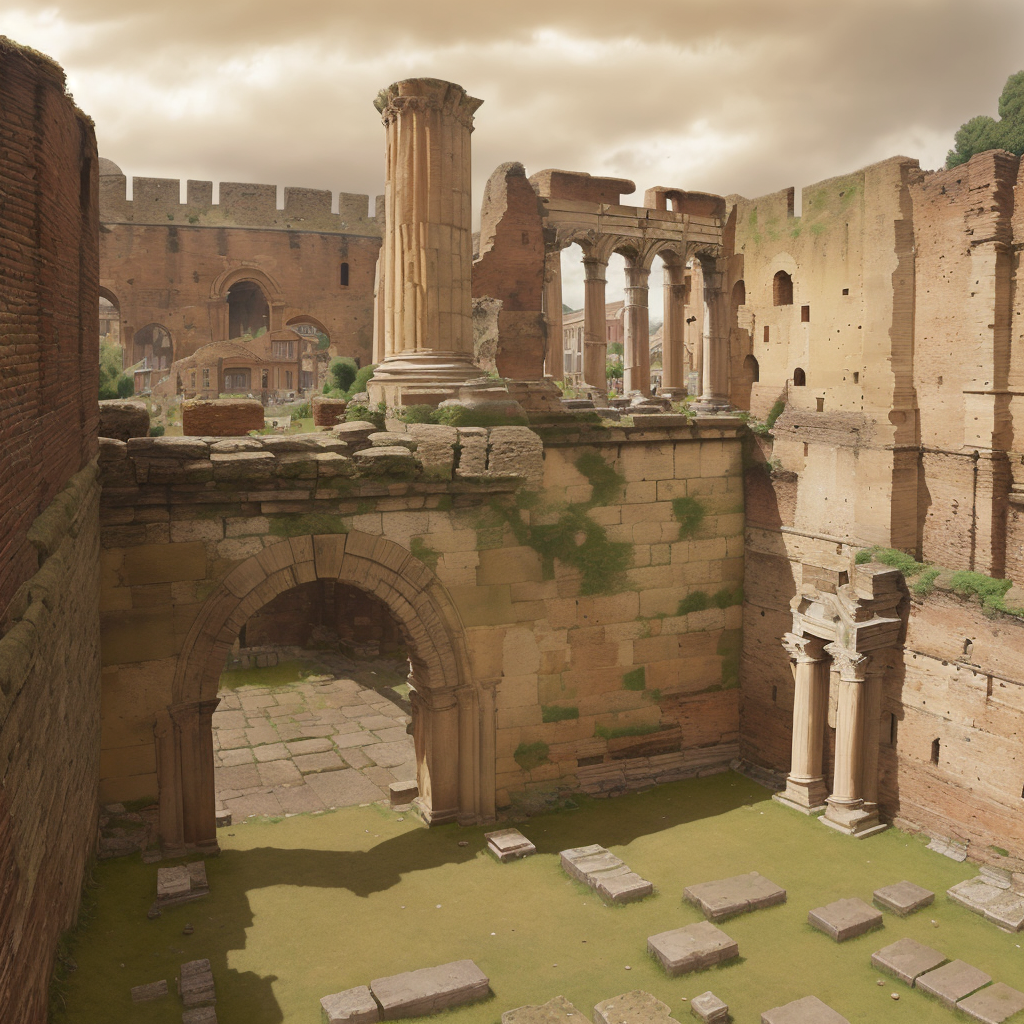Ancient Roman ruins with columns and arches, showing the layers of history in Chester, England